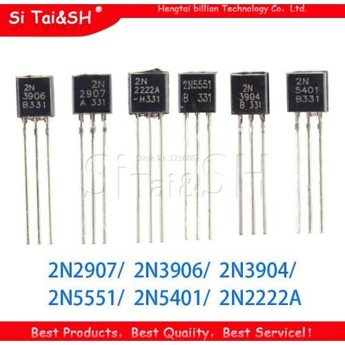 100pcs 2N3904 2N3906 2N4403 2N2907 2N4401 2N2222 PN2222 2N5401 2N5551 TO-92 TO92 transistor