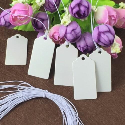 200pcs cards+200 strings4x2cmNew Fashion Paper Hanging cards Square Hole Jewelry Hang Package Display Accept Custom Logo