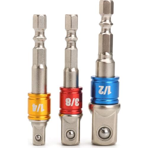 3Pcs/set Power Screwdriver Extension Drill Bits Adapter 1/4 Inch Bar Hex Bit Shank Power Screwdriver Driver Socket Bit
