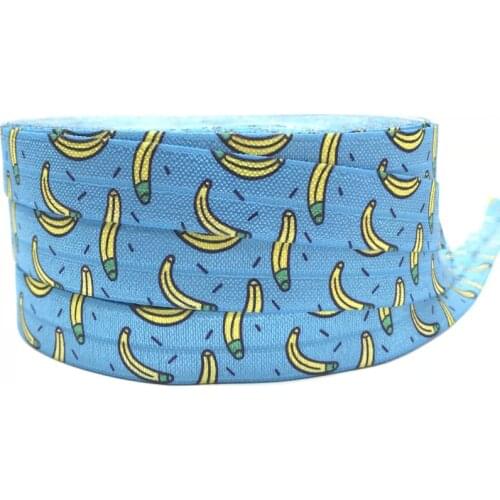 5 Yards 16mm Banana Fruit Printed fold over elastic bands DIY Crafts Apparel Accessories wedding Party decoration