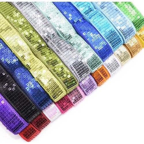 5 Yards/lot 5 Rows Square Sequin Beading Ribbon 25mm Sequin Lace Trims for Sewing Craft Garments Headdress Wedding Decoration