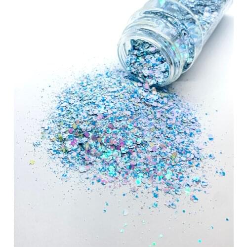 8Color 50g Chunky Mix Nail Glitter - AB Purple Opal Chunky Mix Glitter-Opal Crushed Crystal custom mix chunky hex poly glitter