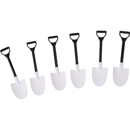 50Pc/Pack Plastic Disposable Mini Shovel Spoon Potted Ice Cream Cake Spoon for Kids Dessert Tea Coffee Spoons Party Supplies