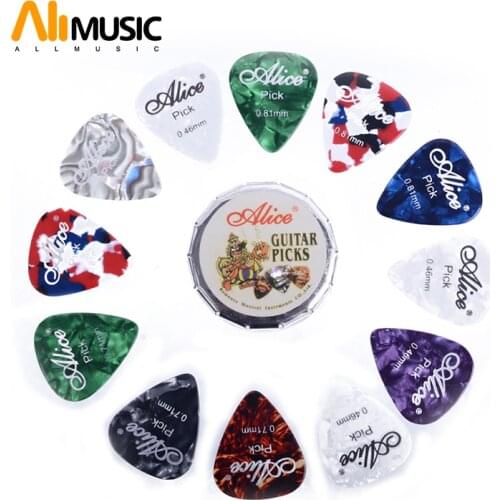 Alice Guitar Picks Celluloid Mini Cute Round Tin 12pcs Plectrum Palhetas
