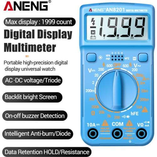 ANENG AN8201 1999 Counts Mini Digital Professional Multimeter Backlight AC/DC Ammeter hFE Tester Voltmeter Ohm Electrical Tool