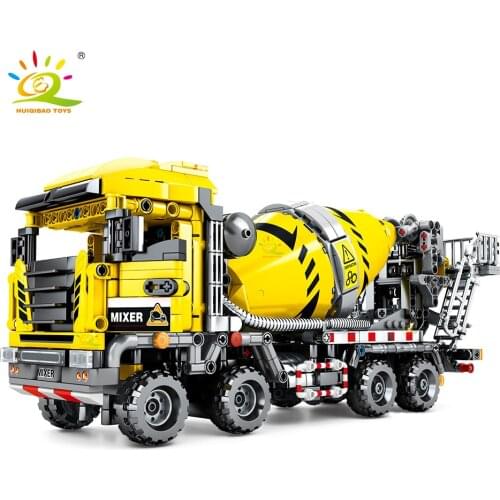 HUIQIBAO 1143pcs Concrete Mixer Car Technical Building Blocks Engineering Truck City Construction Bricks Toys For Children Boy