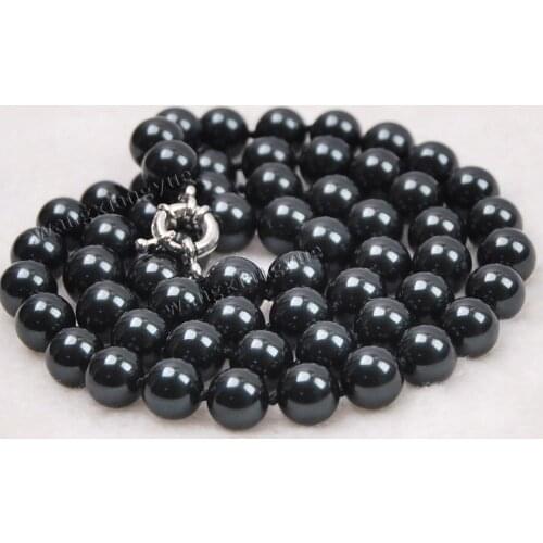 10mm 18" Black South Sea Shell Pearl Necklace AAA