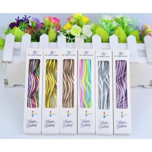 Birthday thread candle colorful gold color gold silver twist thread candle cake curve curved candle