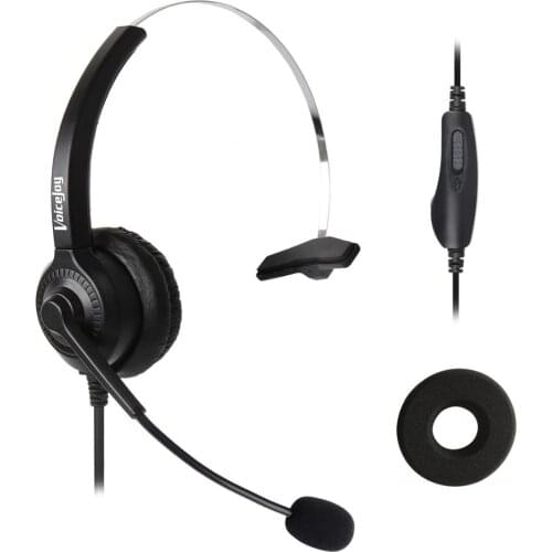 Extra Ear pad+Office Headset/Headphone with RJ9 plug for AVAYA 1608 1616 9608 1600 9600 series IP phones, All Yealink T21 Phones