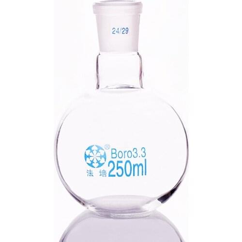 Single standard mouth flat-bottomed flask,Capacity 250ml and joint 24/29,Single neck flat flask,Boiling flask