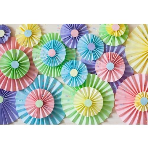 Photography Backdrop Macaron Colorful Paper Fans Banner Event Portrait Baby Newborn Women Photo Posters Photo Studio Backgrounds