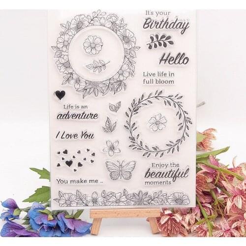 15x21cm Butterfly Garlands Transparent Seal Clear Stamps Cutting Dies Roller Stamps DIY Scrapbook Album / Card Production Easter