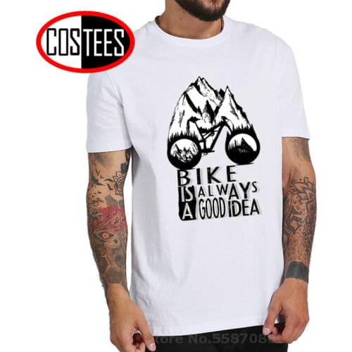 Chinese Ink Style Mountain bike is always a good idea T shirts men MTB ride T-shirt Mountain biking tee shirt BMX bicycle tshirt