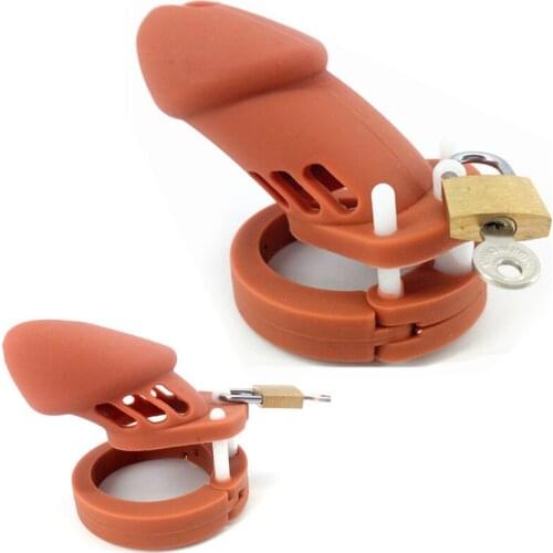 Brown CB6000 CB6000S Silicone Male Chastity Device Penis Ring Chastity Cage Cockring Sex Toys for Men Sex Products G7-2-10