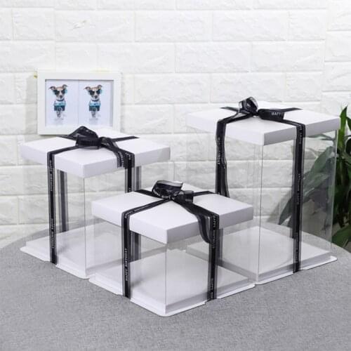 1Pc Clear Transparent Boxes PVC Paper Rose Teddy Bear Gift Cake Packaging Box for Festival Christmas Wedding Kids Birthday Party