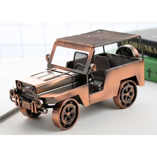 Handmade Metal Antique Vintage Car Model Kids Toy Craft Home Desk Decor, Display, Collection, 9 Inch