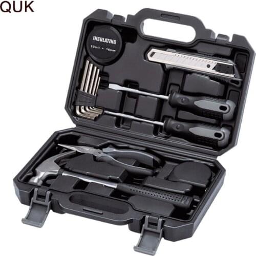 QUK Multifunctional Tools Set Allen Key Wire Cutting Pliers Screwdriver Bits Hammer Household Multitool Repair Hand Toolbox