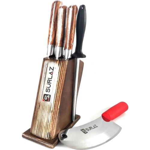 Ahşaplı Standing Kitchen Knife Set 8 Piece Dowries Knife Set Chopping Cutting Stripping Knives 5 pcs Knife 1 pcs