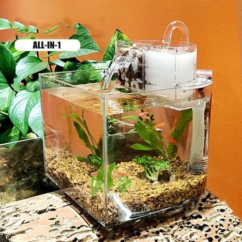 Desktop Mini Fish Tank Water Filtration Small Ecological Landscape Beta Tropical Fish Tank Home Office Aquarium Tanks Gifts