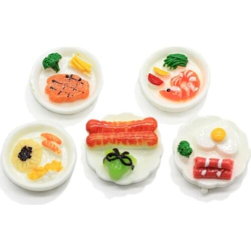 New Novelty 23MM Miniature Dollhouse Delicious Food Dish Platter Doll House Toy Gift White Dish Dollhouse Kitchen