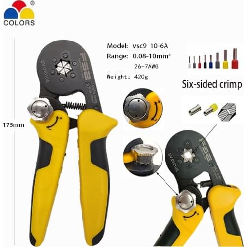 Crimping Tool VSC9 10-6A 0.08-16mm² 23-7AWG Precision Hand Tool With Adjustable Tubular Pin Terminal