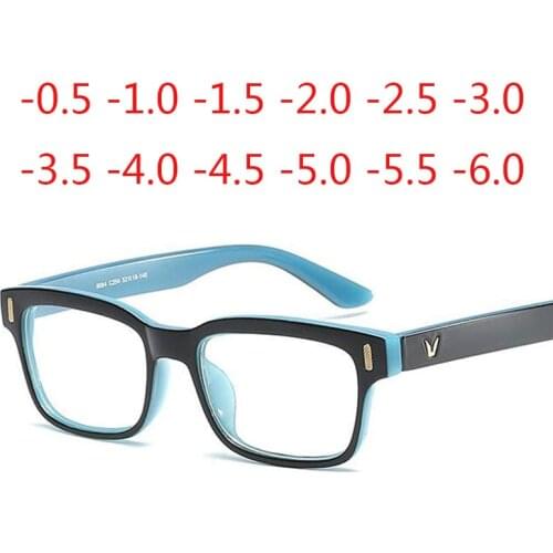 -0.5 -1.0 To -6.5 Prescription Eyeglasses 1.56 Aspheric Lens Nail Frame Myopia Glasses Square Student Diopters Glasses