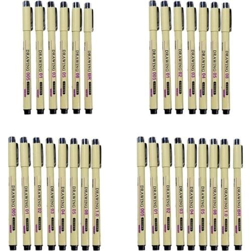 OOTDTY 6/7/8/9pcs Black Technical Graphic Fine Hook Line Painting Drawing Pen Sketch Felt Pens aArt Supplies Markers Stationery