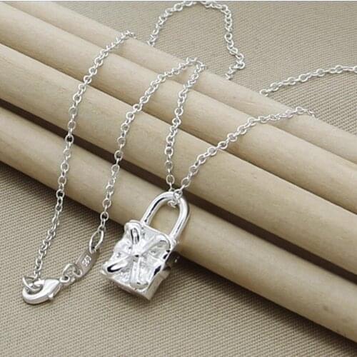 925 Silver Necklace Gift Bag Pendant Necklace For Women Charm Jewelry Wedding Engagement Gift