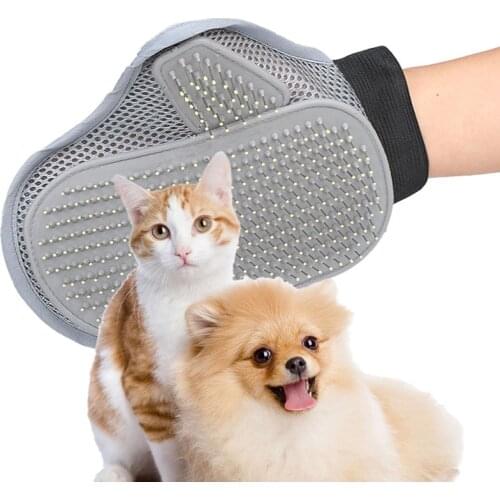 Dog Cat Grooming Glove Deshedding Gentle Gloves Pet Hair Deshedding Brush Comb Glove Silicone Cat Massager Hair Removal