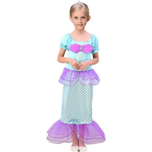 New Girls Little Mermaid Dress Mermaid Kids Girls Dress Princess Party Princess Ariel Swimsui Children Custom Cosplay Clothing