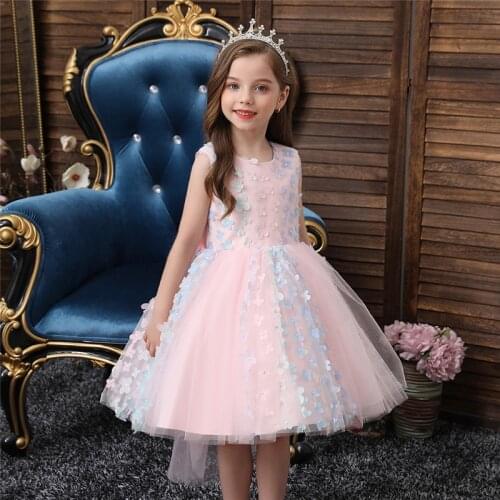 Flower Baby Girls Dress Lace Petal Wedding Party Dresses Formal First Communion Children Party Costumes Kids Baby Clothing