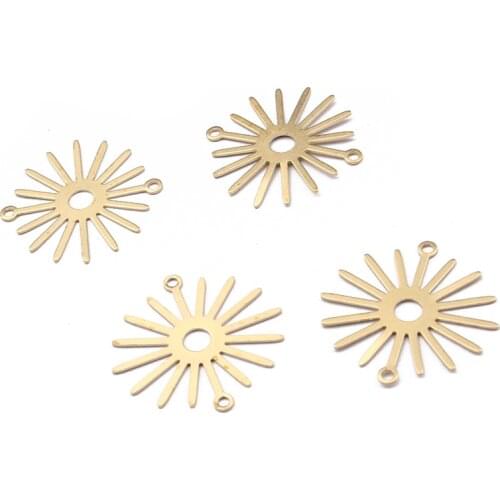 10PCS Hollow Sun Flower Charm Pendant Connector Raw Brass Jewelry Making Fashion Bracelet Hyperbole Earring Findings Accessories