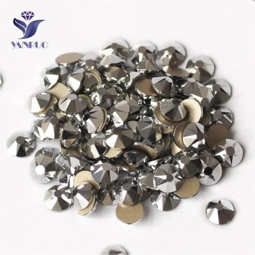 YANRUO 2088NoHF All Sizes Light Chrome Flatback Strass Nail Art Non Hotfix Glass Crystal Silver Rhinestones For Handicraft