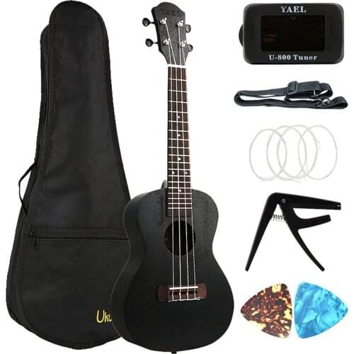 YAEL 23 Inch Ukulele Mahogany Concert Ukelele 23 Inch Hawaiian Black 4 Strings Small Guitar Guitarra Musical Instruments Gifts