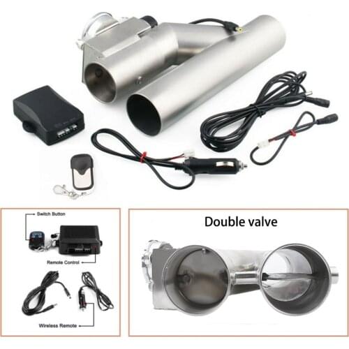 Universal Patented 2.5''/3" Double Valve Electric Exhaust Cut Out Valve Exhaust Pipe Muffler Kit with Wireless Remote Control