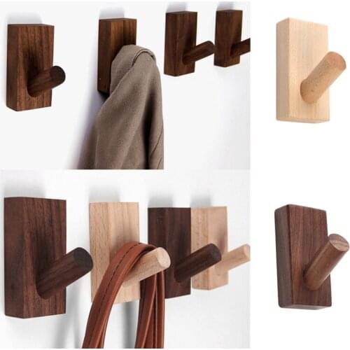 Natural Wood Clothes Hanger Wall Mounted Coat Hooks For Decorative Key Holder Hat Scarf Handbag Hangers Housekeeper On Wall