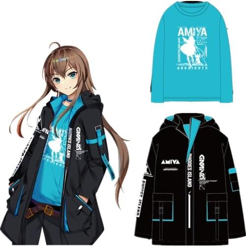 Anime Arknights Cosplay Amiya Autumn Winter Men Women Hooded Zipper Sweatshirt Windbreaker Coat pants trousers Sweatpants Outfit