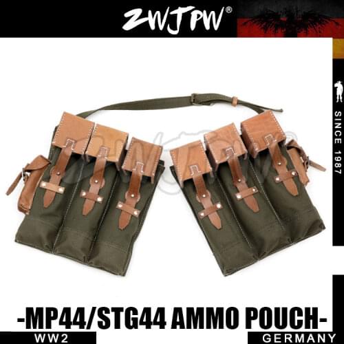 WW2 MP44 Hunting Ammo Pouch Pair Green Canvas & Leather DE/104101