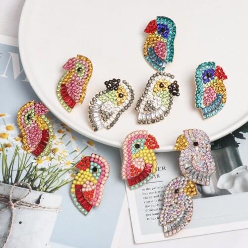 JURAN Trendy Jewelry Unique Design Luxury Multi Color Rhinestone Pendant Bohemian Bird Statement Stud Earrings For Women