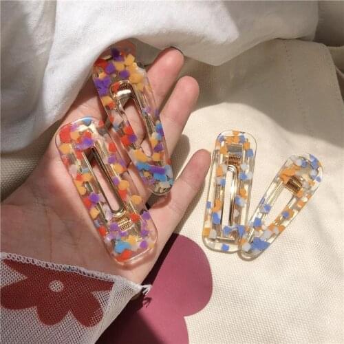 Japanese Style Girl Colorful Cute Simple Hair Clip Simple Transparent Spot BB Clip Hairpin for Women Fashion Hair Accessories