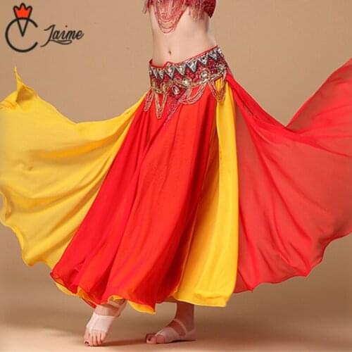 Performance Dancewear Belly Dance Clothing Long Maxi Skirts Double Color Women Chiffon belly dance skirt White dresses clothes