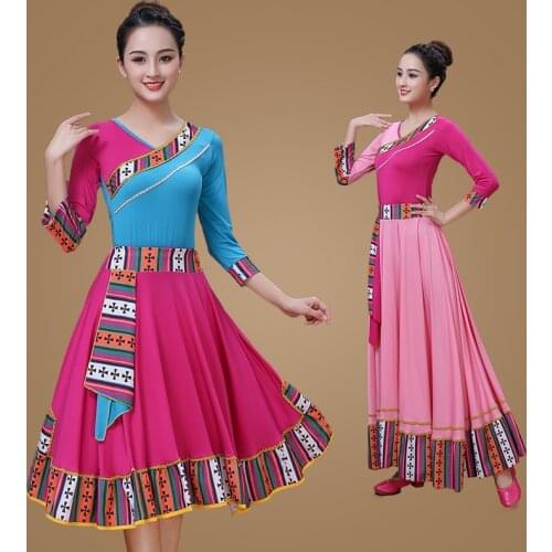 New tibetan dance costume china nationality dance suits for women festival performance clothing female vintage clothes
