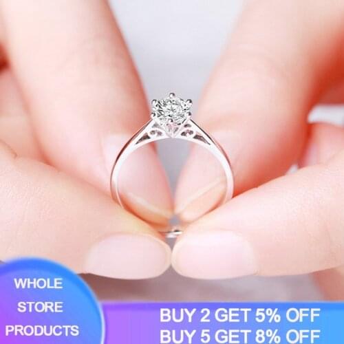 YANHUI 5mm Solitaire CZ Engagement Ring 925 Sterling Silver Rings for Women Anniversary Wedding Bands Silver 925 Jewelry XR048