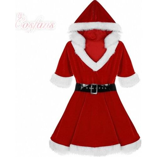 Women Christmas dress Santa Claus Dress Sexy Santa Baby Costume 2019 Red Sexy Cosplay Costume New year party dress with Hat belt