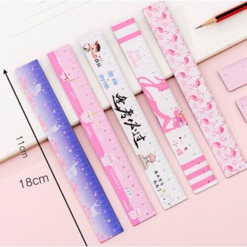 1 Pcs18CM Kawaii Soft Flexible Rluer Flamingo Unicorn Magnetic Ruler Bookmarks Gift School Office Supplies Cute Stationery
