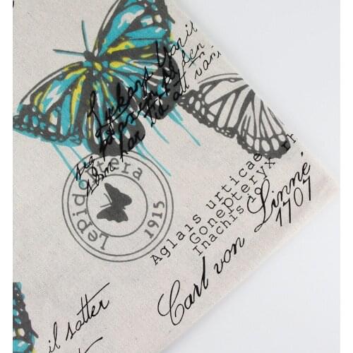 150cm x half meter DIY handmadebutterfly print patchwork cotton linen fabric cloth table cloth curtain napkin cloth