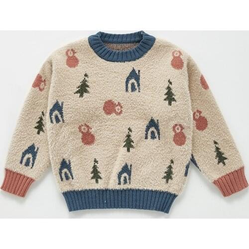 2021 New Baby Girl Winter Clothing Cartoon Pattern Baby Girl Sweater Knitted Cardigan Toddler Clothes For 6-24M