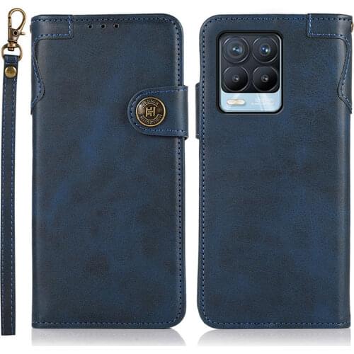 Realme 8 5G 4G 2021 Smooth Flip Luxury Case For Oppo Realme 8 Pro Retro Leather Wallet Case Realme 8 Cover Real Me 8 Pro Funda
