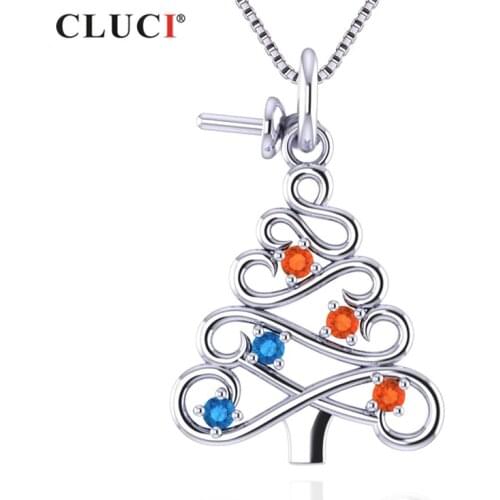 CLUCI Newest Christmas Tree Shape Pendant Women 925 Sterling Silver Female Pendant for Jewelry Making SP363SB-1