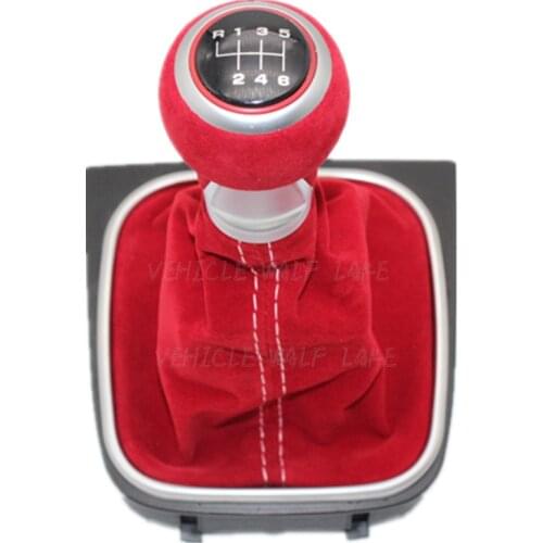 For VW Golf 5 V MK5 R32 GTI GTD 2004 2005 2006 2007 2008 2009 Car-Stying 6 Speed Car Stick Gear Shift Knob Leather Boot Red Line